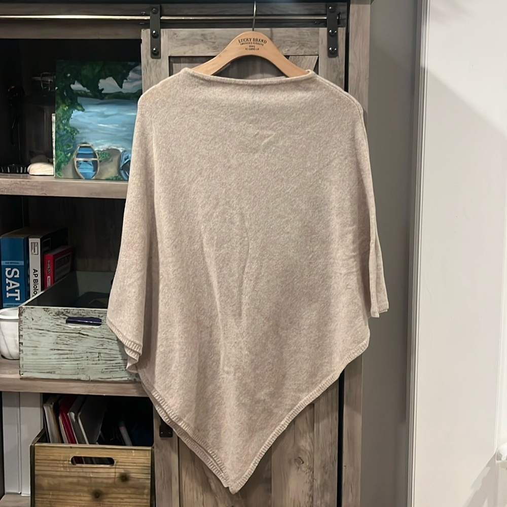M.I.L.A Camel/Beige 100% Cashmere Sweater Poncho,One Size
